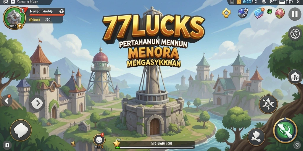 Gameplay seru dan menantang dalam 77LUCKS Tower Defense.