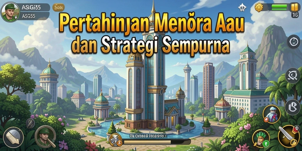 Tampilan gameplay ASG55 dengan menara dan gelombang musuh yang menarik.