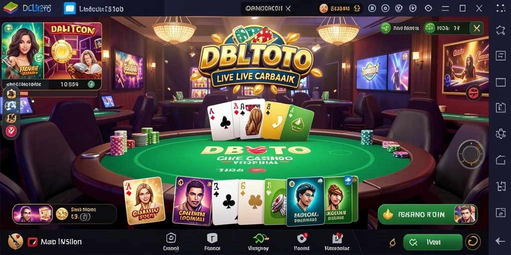 Tampilan gameplay DBLTOTO dengan dealer langsung dan suasana kasino yang real-time.