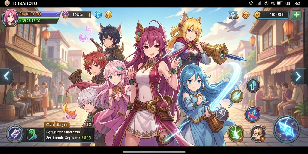Tampilan gameplay seru DUBAITOTO dengan karakter anime yang memukau.