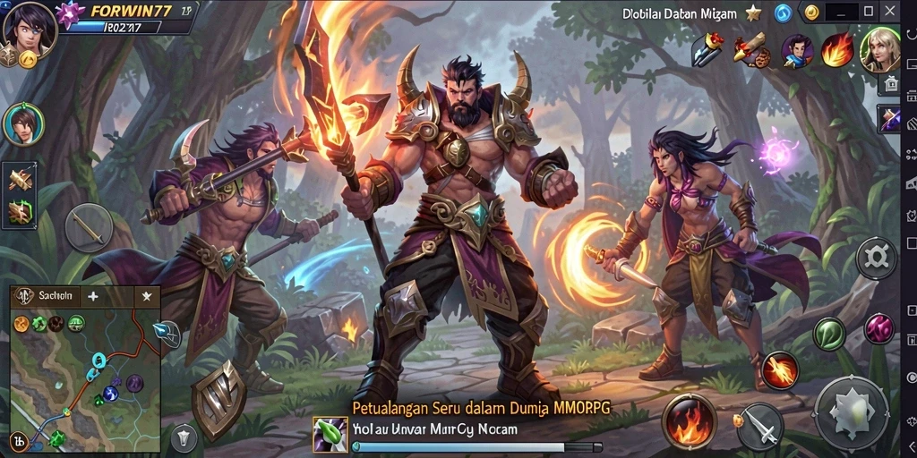 Tampilan layar gameplay seru dalam dunia MMORPG FORWIN77.