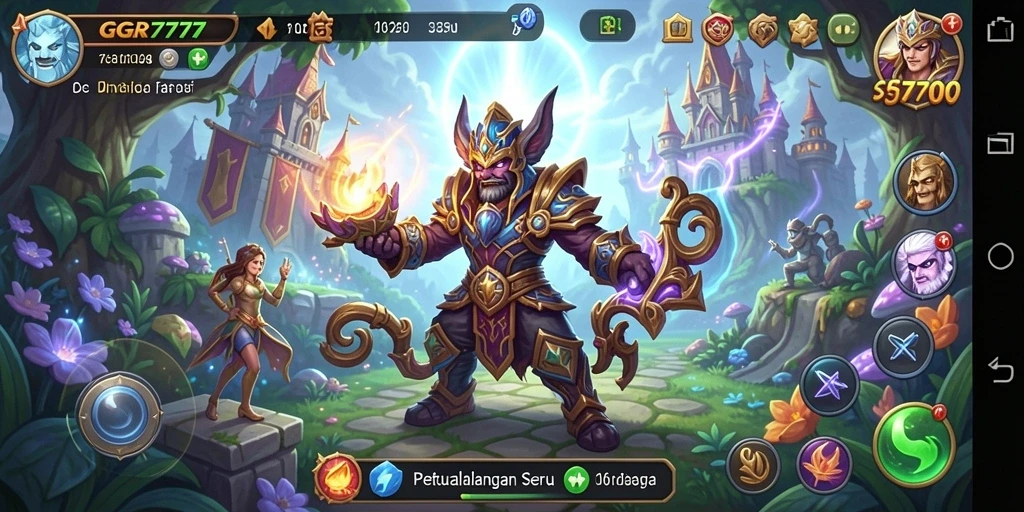 Screenshot gameplay GGR7777 menampilkan petualangan menakjubkan di dunia fantasi.