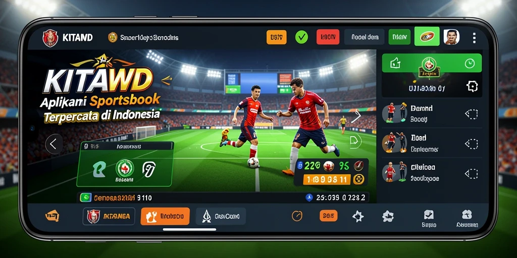 Tampilan gameplay aplikasi Sportsbook KITAWD dengan fitur taruhan langsung.