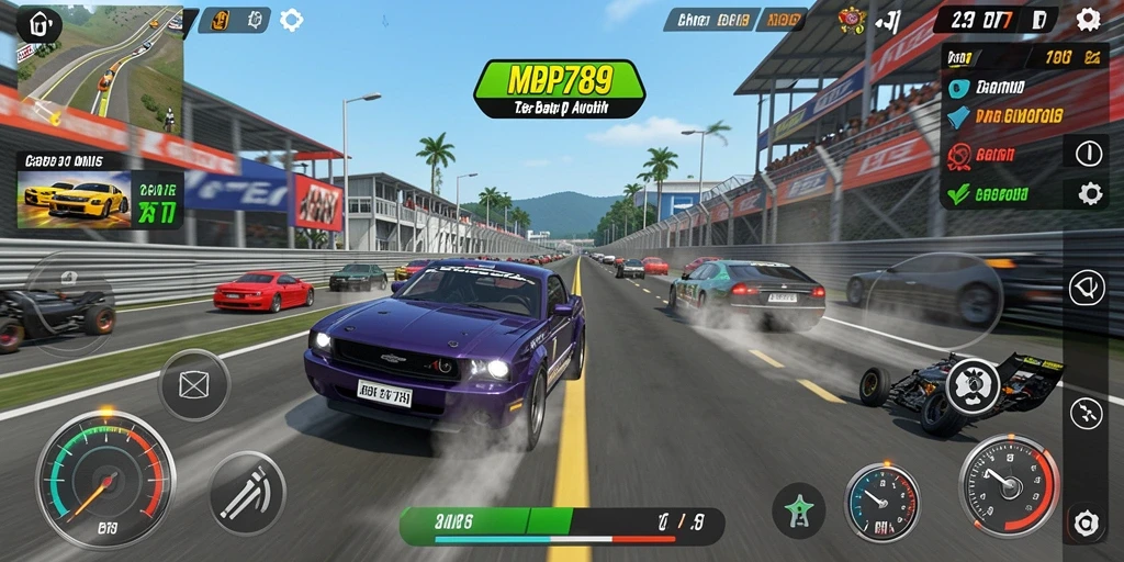 Gameplay seru dalam MVP789 dengan aksi balap mobil menegangkan.