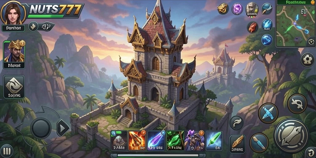 Screenshot NUTS777 menampilkan aksi seru dalam game Tower Defense.