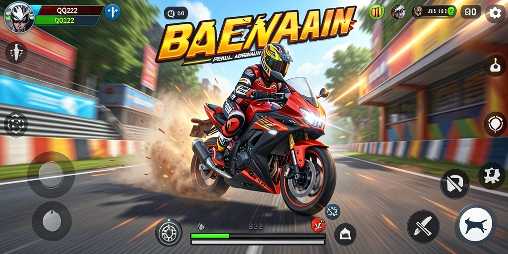 Gameplay seru di QQ222 dengan balapan motor yang mendebarkan.
