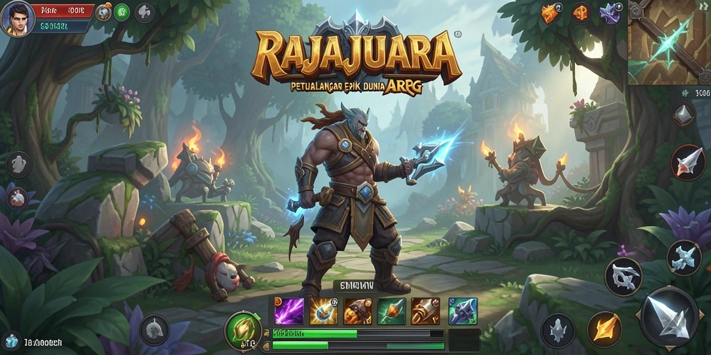 Tampilan gameplay epik dalam RAJAJUARA, nikmati pertarungan seru.