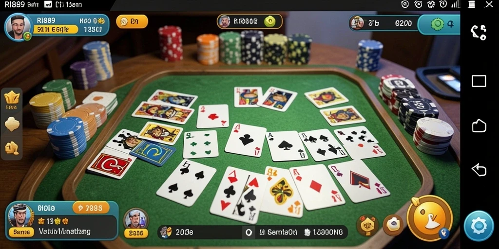 Screenshot gameplay RI889 yang menampilkan suasana permainan Gaple.