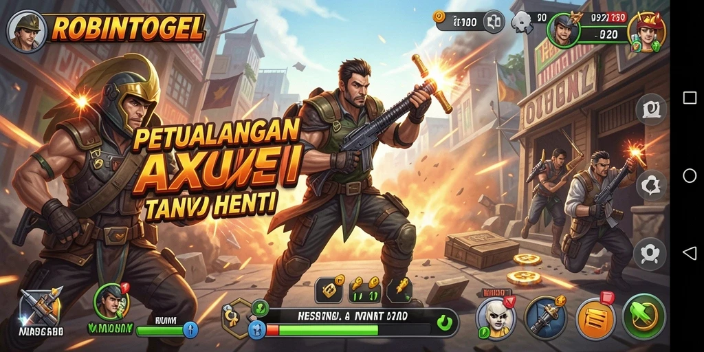 Tangkapan layar ROBINTOGEL menunjukkan aksi ngeri dan grafis luar biasa.