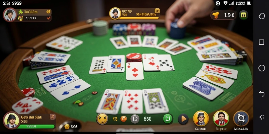 Screenshot gameplay S9S9 dengan suasana permainan Gaple yang menegangkan.