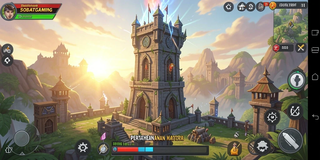 Screenshot utama SOBATGAMING menampilkan aksi seru dalam gameplay Tower Defense.