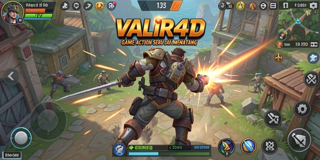 Screenshot VALIR4D menampilkan aksi intens dengan karakter yang bertarung.