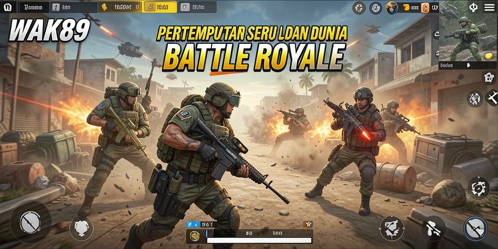 Gameplay mendebarkan dengan pertempuran seru di arena Battle Royale.
