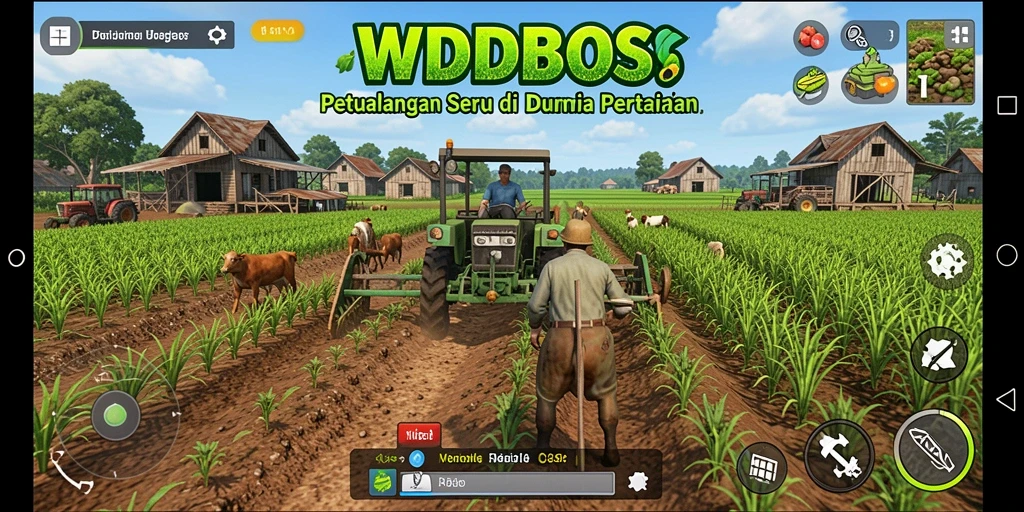Screenshot gameplay WDBOS dengan aktivitas bertani yang menyenangkan.