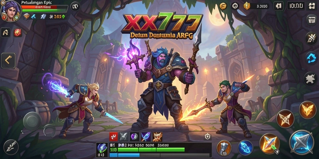Screenshot utama XXX777 menampilkan pertarungan seru dalam dunia ARPG.
