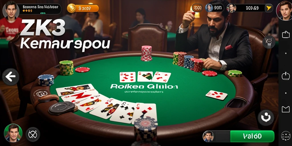 Tangkapan layar gameplay ZK3 menampilkan aksi poker yang menegangkan.